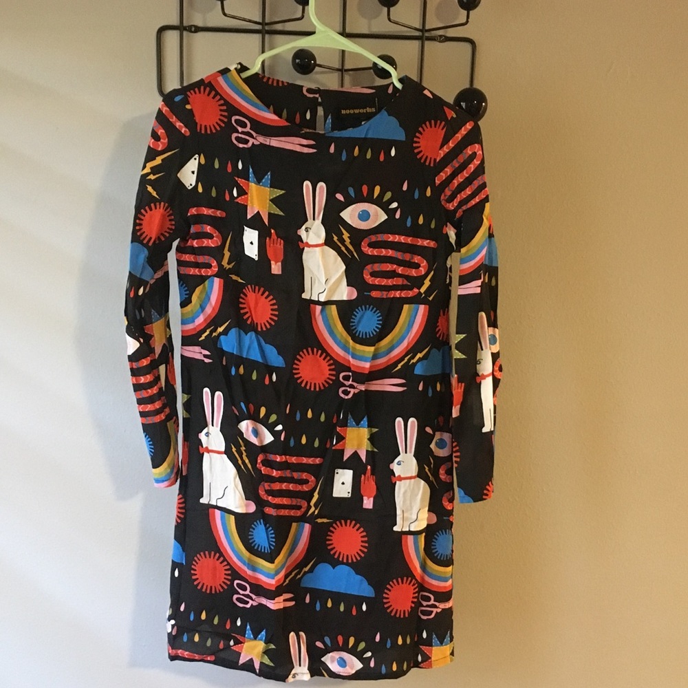 Nooworks mod Magic print shift dress, size xs